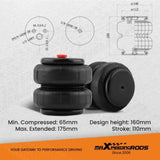 4x Air Suspension Spring Bags 2500lb Fit For Heavy Duty 1/2"NPT 3/8"-16UNC 51297309