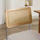 Mid Century Modern Dining Chairs Set of 2, Velvet Accent Chairs with Natural Cane Back & Stainless 64962854