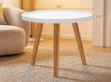 Round Side Table with Wooden Tray, Mid-Century Accent End Table with Bamboo Legs for Living Room 08772069