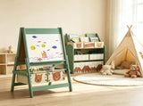 Green Kids Toy Organizer & Easel Set 6 Storage Bins, Blackboard Whiteboard for Playroom Ages 3-8 47580920