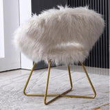 ZUN Slatina Faux Fur Upholstered Accent Chair, White T2574P164507