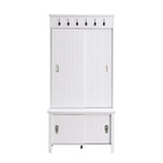 ZUN ON-TREND Multifunctional Hall Tree Sliding Doors, Wooden Hallway Shoe Cabinet WF301126AAK