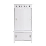 ZUN ON-TREND Multifunctional Hall Tree Sliding Doors, Wooden Hallway Shoe Cabinet WF301126AAK