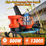 Cordless Wheeled Grass Trimmer - 800W Pure Copper Motor , 2x21V 3000mAh Batteries , 3 53629530