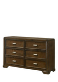 ZUN Contemporary Style 1pc 6-Drawer Dresser Dark Brown Finish Wooden Home Bedroom Furniture B011P221273