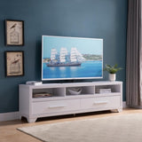 ZUN 72 Inch Modern White TV Media Stand, Home Entertainment Center with Open Shelving and Two Drawers B107131294