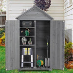 ZUN Outdoor Storage Cabinet, Garden Wood Tool Shed, Outside Wooden Shed Closet with Shelves and Latch W142291651