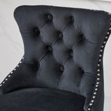 Swivel Velvet Barstools with Button Tufted Decoration and Wooden Legs, and Chrome Nailhead Trim, W1143P241332