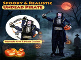 Halloween Animatronic Undead Pirate Captain Decoration, 6FT Life Size with Eerie Sounds Movable Arms 50671546