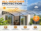 160"x40" Clear Panel Awning, One-Piece Polycarbonate Sun Panel with Black PP Bracket & Aluminum Bars 55846421