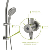 5" Multi Function Dual Shower Head, with Adjustable Slide Bar,Brushed Nickel W1243136681