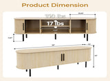 Oak Color Embossed Particle Board TV Stand, Oval Tabletop 1473558cm, Modern Entertainment Center 31438079