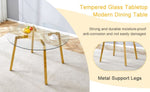 ZUN Modern Luxurious Round Tempered Glass Dining Table with Gold 7-Shaped Metal Legs,suitable for family 09611858