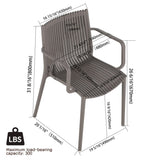 Summer - 4pcs Modern Stackable Plastic Armchair for Indoor/Outdoor Use Ergonomic Slatted Back W3450P323327