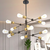 ZUN Black and Brass Chandelier Mid Century Sputnik Pendant Light 12-Lights Chandeliers Height Adjustable 94742718