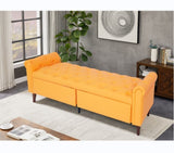 Orange, Multifunctional Storage Sofa Stool with Pu Leather Armrests 38764058