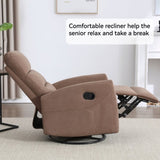 Manual Recliner Chair with Rocker and Swivel in Fabric for Living Room, Brown W3224P289292