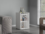 Bar Cabinet, 1 Glass Door, 3 Shelves, White B097P350285