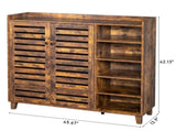 Shoe cabinet with 2 doors, 5 open compartments, and a tabletop with a back panel made of MDF 17073694