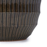 Set of 4 Fluted Ceramic Flowerpot, Modern Planter for Patio, Garden, Windowsill - Dark Coffee W3273P321575