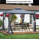 10x10 Ft Patio Double Roof Gazebo Replacement Canopy Top Fabric, Gray W419101851