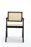 ZUN Hengming Cane solid wood dining chair, hand made cane armchair, suitable for living dining W212106066