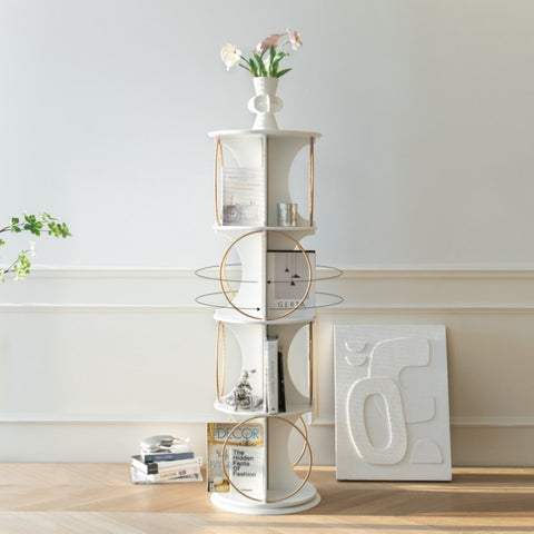 ZUN Display Shelf,4 Tier Floor Standing Organizer,Modern Style,360&deg;Rotation,Stable Solid,Holds Books 21030132