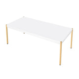 Rectangular Wooden Top Coffee Table, White and Gold B016P313022