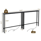 2 Pack 39.4" Narrow Console Sofa Table with Power Outlets and USB Ports, Long Couch Table with Metal 80830381