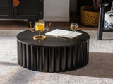 Round Coffee Table With Lift Handcrafted Relief Sturdy Pedestal Wooden Tea Table for Living Room no W3081P360271