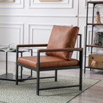 ZUN Furniture,Modern Faux Leather Accent Chair with Black Powder Coated Metal Frame, Single Sofa for 77450041