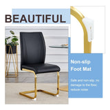 Luxury Simple Arch Chair - Set of 4 BLACK PU Material High Resilience Dining Chair with Arched Metal W1151P154872