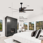 ZUN 52-inch 5-blade Lighted Ceiling Fan with Remote Control , Glass Shade --Matte W1592P162583