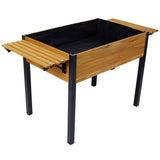 ZUN Raised Garden Bed, Metal Leg Wood Planter Boxes with Folding Storage Shelf,Elevated Planter Box for W465P182255