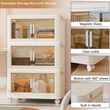 19.69" Side Wide Folding Storage Cabinet ,3 Tiers,19.69"11.81"31.1",Collapsible Storage Bins with 90104961