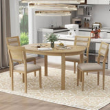 ZUN 5-Piece Multifunctional Dining Table Set, Farmhouse Dining Set with Extendable Round Table ,Two 27552396