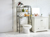 Over-the-Toilet Steel Storage Unit with 3 Shelves and Liners, Matte Black 70937258