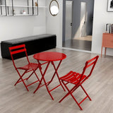 3 Piece Patio Bistro Set of Foldable Round Table and Chairs, Red W1586P143160