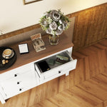 ZUN Retro Farmhouse Style Wooden Dresser with 6 Drawer, Storage Cabinet for Bedroom, White+Brown 90598838