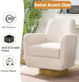 360 degree rotation armchair cotton linen skin friendly fabric ergonomic design living room chair W2113P235593