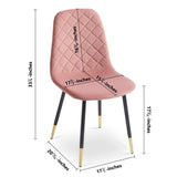 ZUN Pink Velvet Tufted Accent Chairs with Golden Color Metal Legs, Modern Dining Chairs for Living W116464052