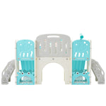 ZUN Kids Slide Playset Structure 8 in 1, Freestanding Ocean Themed Set with Slide, Arch N710P176322C