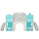 ZUN Kids Slide Playset Structure 8 in 1, Freestanding Ocean Themed Set with Slide, Arch N710P176322C