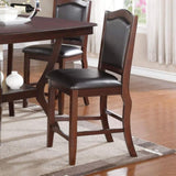 ZUN Dark Brown Wood Finish Set of 2 Counter Height Chairs Faux Leather Upholstery Seat Back Kitchen HS00F1346-ID-AHD