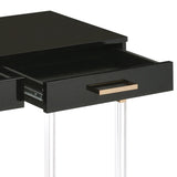Black High Gloss and Gold Console Table with 2 Drawers B062P185721