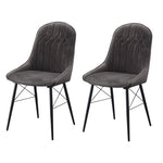 ZUN Grey and Black Tufted Back Dining Chairs B062P182737