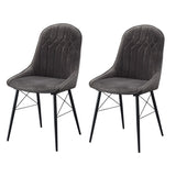 Grey and Black Tufted Back Dining Chairs B062P182737