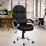 Faux Leather Height Adjustable Swivel Computer Office Chair in Black/Chrome with Padded Arms B2741P330106