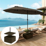 Weighted Umbrella Stand with Table Tray and Wheels - Brown 93041151