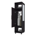 ZUN Summit Wardrobe in melamine with mirror,door and open storage B128P225196